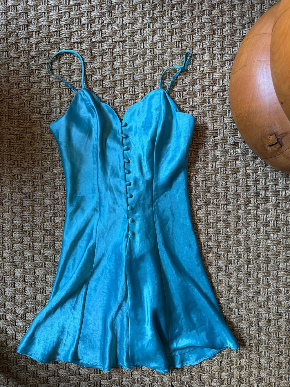 Victoria's Secret Gold Label Teal Satin Slip Dress